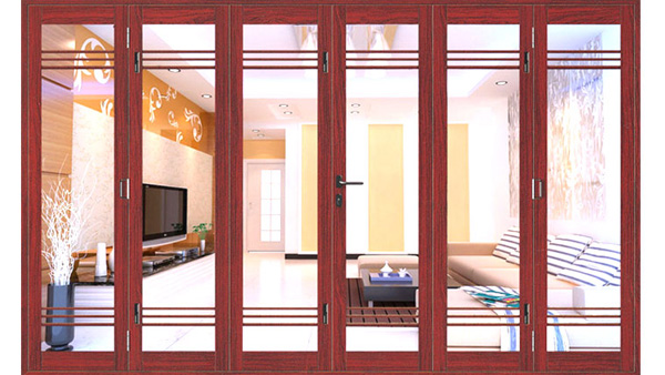 Cửa đi 4 cánh nhôm XINGFA màu vân gỗ